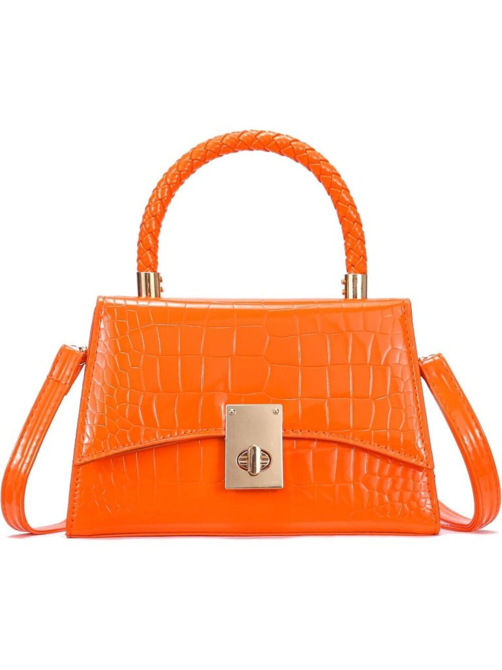 Women's Orange Small Crossbody Bag Mini Satchel Cute Shoulder Purse Bag